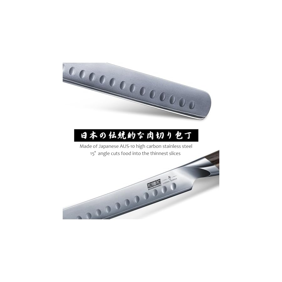 HOSHANHO Carving Knife 12 Inch, Japanese AUS-10 Slicing Knife with Ergonomic Pakkawood Handle, Razor Sharp Brisket Knife for Meat Cutting, BBQ, Turkey
