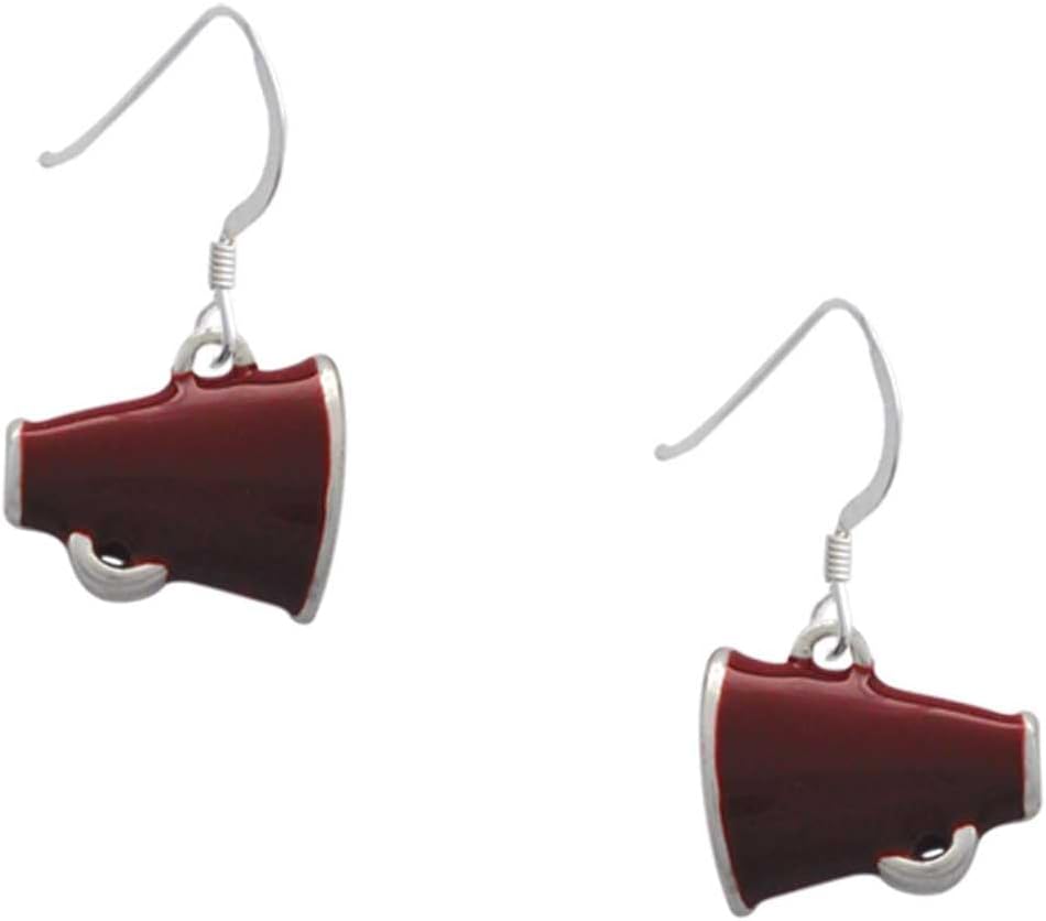 Delight Jewelry Silvertone Small Maroon Megaphone French Earrings