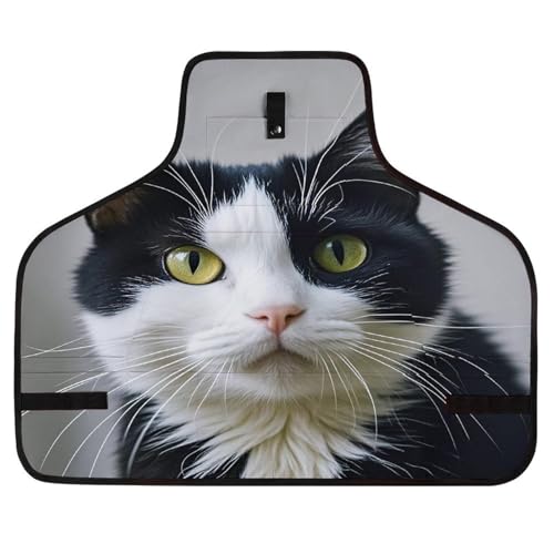 Delantal de trabajo con gatos blanco y negro BTCOWZRV miniatura 1