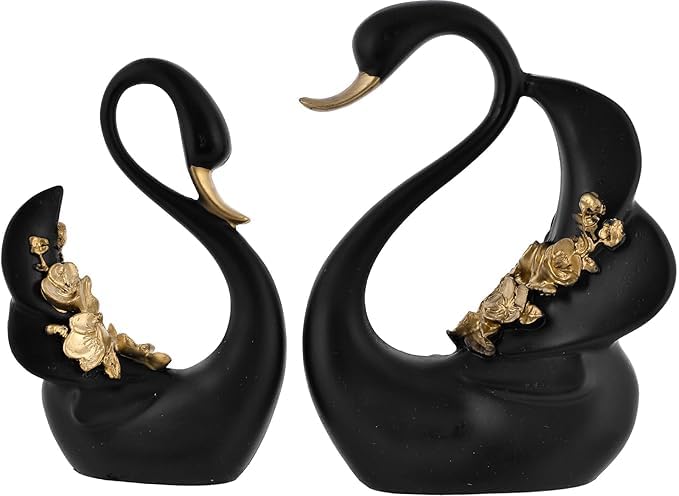 THE 1ENTERPRISES Elegant Swan Pair Sculpture for Home Decor - Handcrafted Decorative Figurine for Living Room, Bedroom & Office-picture-14