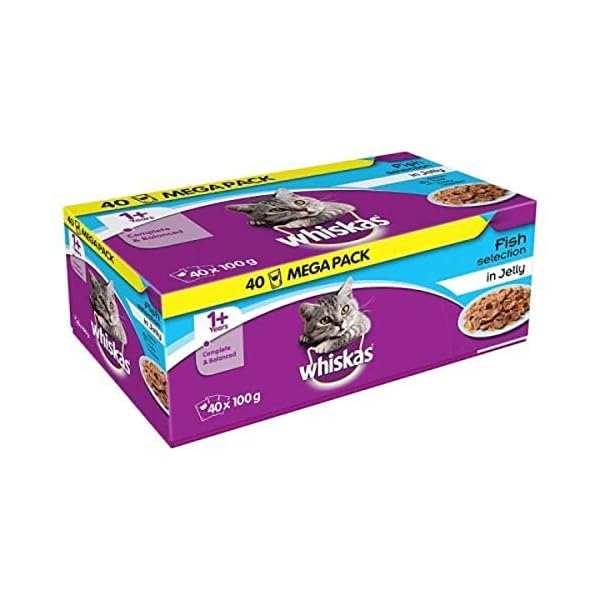 Whiskas Pouches Jelly Fishermans Choice Packung Nass Katzenfutter (40 x 100g) (Einheitsgröße) (Fishermans Choice)