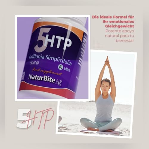 Griffonia Simplicifolia (5-Htp) Naturbite, 120 Tabletten. Fördert die Entspannung und reduziert Stress, hilft die Stimmung. Verbessert den natürlichen Schlaf und die erholsame Ruhe – Bild 4