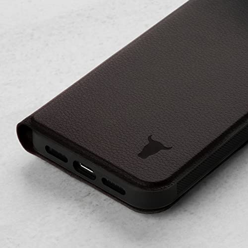 Torro Leather Bumper Case Compatible With Iphone 13 Mini - Magsafe Compatible With Detachable Folio Viewing Stand (Dark Brown) #TOP5