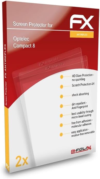 atFoliXScreen Protector compatible with Optelec Compact 8 Screen Protection Film, anti-reflective and shock-absorbing FX Protector Film (2X)