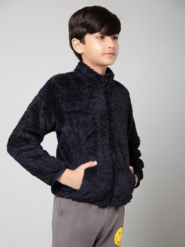Image of Alan Jones Clothing Boy's Polyester Fluffy Yarn Fleece Full-Zip Standard Length Jacket