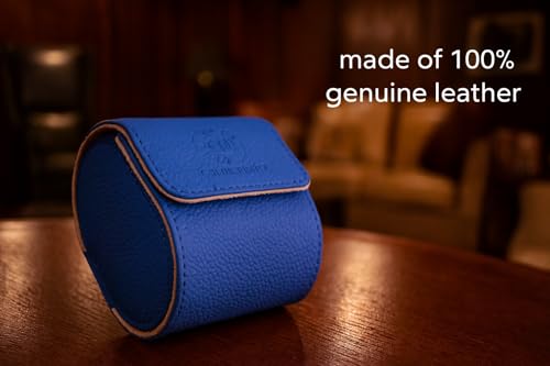 Image of Genuine Napa Leather Watch Roll Travel Case for 3 Watches - Travel Watch Rolls and Leather Watch Display Cases with Velvet Interior - Watch Storage Organizer Men's (Blue - Single)