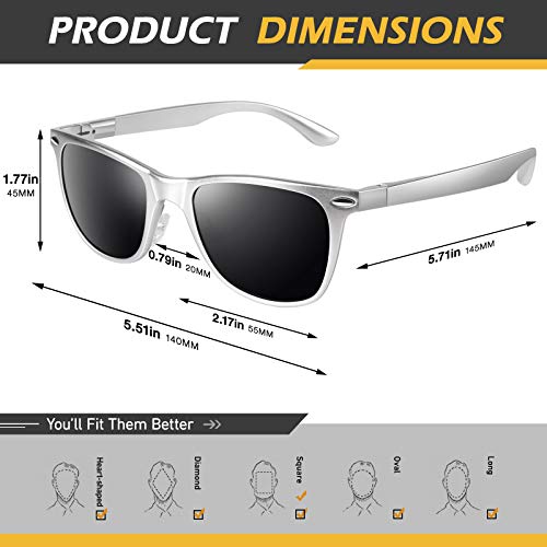 LINVO Polarized Sunglasses for Men Driving Sun glasses Shades 80's Retro Style Design Square - Image 7