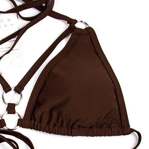 EJsoyo Womens Sexy Thong Bikini Swimsuits String Push up Padded Bathing Suit 2 Piece Cheeky Swimwear with Metal Ring4