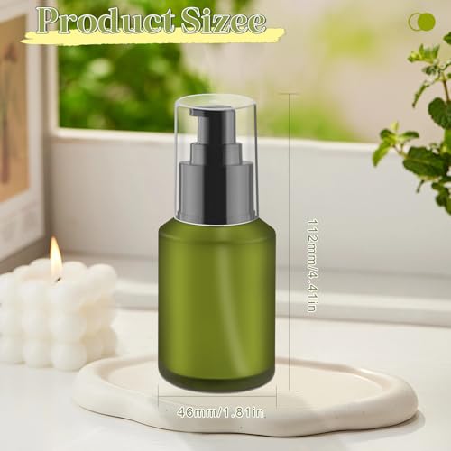 6 Pcs Frosted Green Glass Pump Bottle Empty Lotion Foundation Container Cosmetic Dispenser with Press Pump for Essence Lotion - 60ml/2oz4