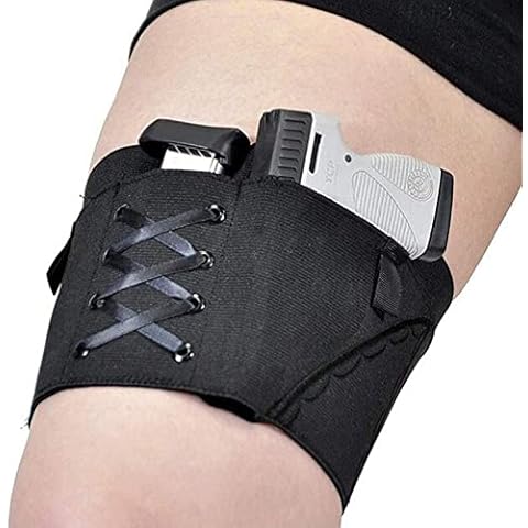 DULRLLY Concealed Carry Gun Leg Holster Universal Gun Leg Holster for Women Thigh Holster Adjustable Ladies Black Pistol Holster Cover
