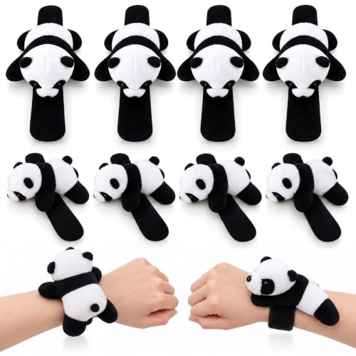 Lenwen 8 Pcs Panda Stuffed Animals Slap Bracelets for Kids Plush Animal Slap Snap Bracelets Bulk Panda Wrist Bands Adopt an Animal Party Favors School Students Gifts for Boys Girls Classroom Prizes by Lenwen - Used condition - US$17.79