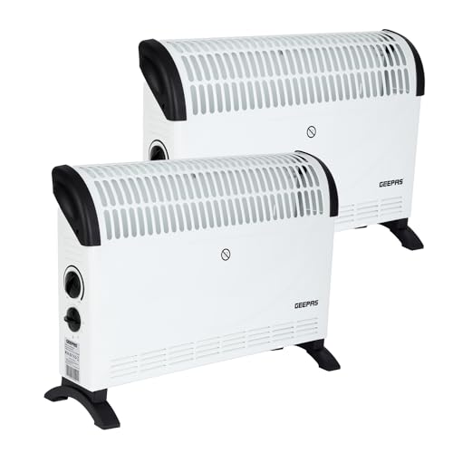 GEEPAS Convector Heater 2000W (Pack of 2) | Portable Free-Standing Electric Heater for Home with 3...