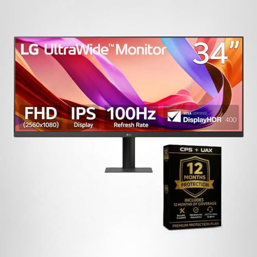 LG 34U511ABKIT1 34 inch UltraWide IPS WFHD Computer Monitor 2560x1080 100Hz 5ms 178 Degree Viewing Angle 400 Nits Brig