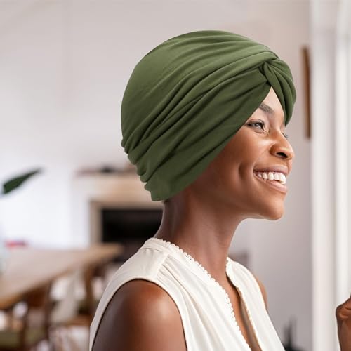 XEPST 4 Stücke Damen Chemo Hüte, Turban für Frauen Vorgebunden Beanie Kopfbedeckung Plissee Mütze Weich Kopfwickel Kappe Haarausfall Hut