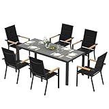 Devoko Set di Arredo da Giardino 6 Persone, Set di Tavolo 189 cm Design a Vena di Legno e ...
