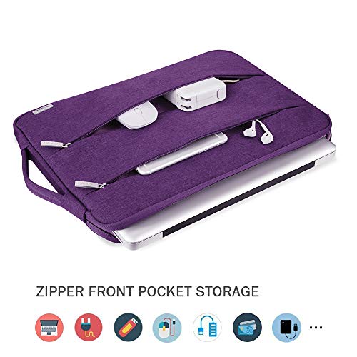 Image of V Voova Laptop Sleeve Carrying Case 13 13.6 Inch Compatible with MacBook Air 13 M1 /M2 /M3 /M4, MacBook Pro 13 /14, IPad Pro 13, Waterproof Slim Computer Cover Bag with Handle, Purple
