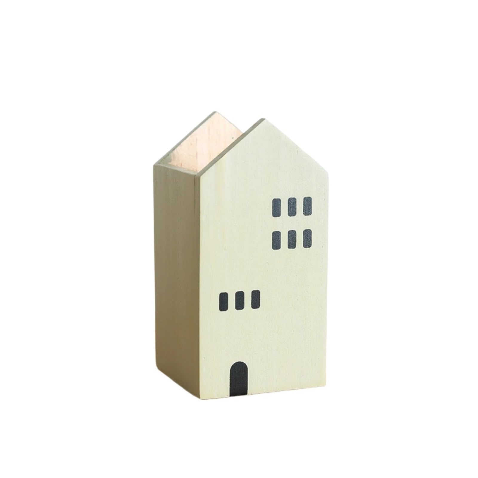 DHYUACN Pen Holder Cartoon House Wooden Pen Holder Pencil Container Stationery Storage Box Student/Office Desktop Organiser Desk Pen Holder(Green Large)
