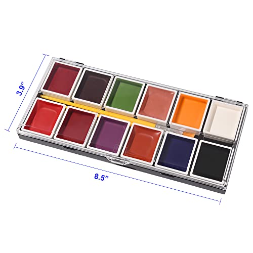 T Togush 12 Colors Alcohol Activated Makeup Palette Set With Mimic Wound Sponge Makeup Egg For Fx Makeup #TOP6