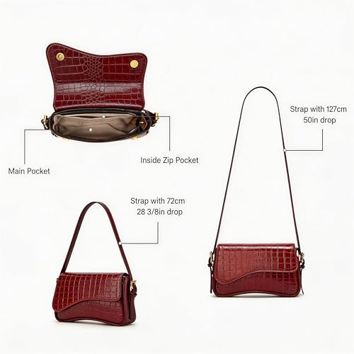 Image of Amszke Shoulder Bag for Women Y2K Crossbody Purse PU Leather Underarm Handbag 2 Adjustable Strap for Daily Commute Travel