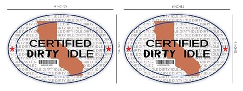 Image of Certified Dirty Idle Truck Decal Sticker for Diesel Trucks, 6 x 4 Inch, 2-Pack