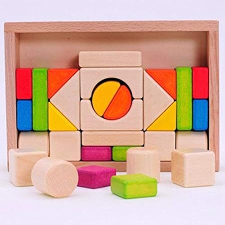Amazon Ms 0 モンテッソーリ 木製 積み木 30pcs 日本国内安全検査済 輸入許可済 木のおもちゃ 天然 カラー 積み木 おもちゃ