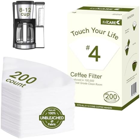 #4 Cone Coffee Filters, 100 Count - For 8-12 Cup Coffee Makers, High-Capacity, Leak-Proof, Disposable Paper Filters