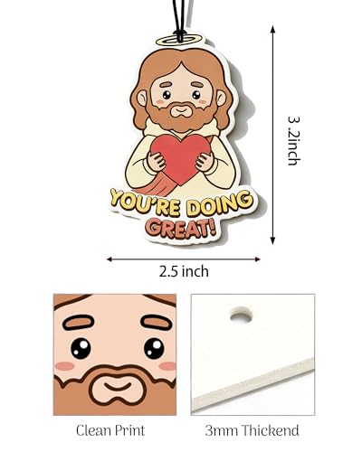 Image of Funny Car Air Freshener Cute Jesus Christian Humor 5pcs Car Accessories Automotive Interior Hanging Scents Mirror Decor for Women Teen Girls