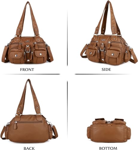 Image of Angel Kiss Hobo Crossbody Purses for Women Shoulder Bag Multipocket Soft Hobo Purses Removable Strap Leather Handbags