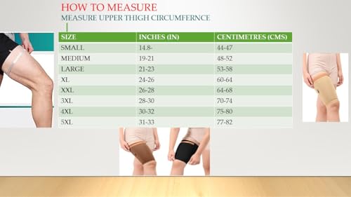 Image of Medical Compression Thigh Support Sleeve || MODERATE COMPRESSION || COTTON FABRIC || Groin Support Sleeve || Hamstring Compression Sleeve || Burn recovery || (Medium, Beige)