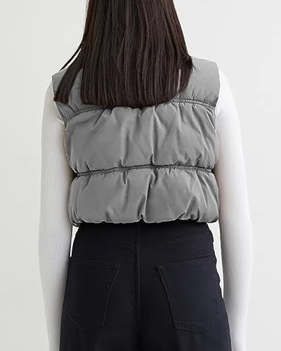 Image of SySea Women's Crop Puffer Vest Winter Zip Up Lightweight Sleeveless Warm Outerwear Padded Coat