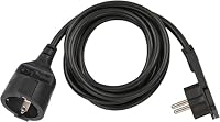 Brennenstuhl Qualitäts-Kunststoff-Verlängerungskabel mit Flachstecker (Verlängerungskabel flach für innen mit 2m Kabel) schwarz
