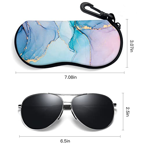 Image of Sunglasses Soft Case with Carabiner Ultra Light Neoprene Zipper Glasses Case