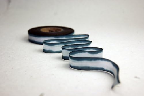 1/2" (12mm) Hand dyed silk ribbon bias cut 10 yard cutting - Color 068 Black White