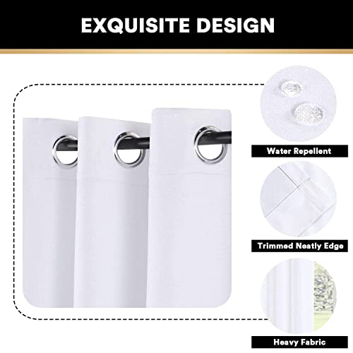Image of PrinceDeco 100% Blackout Curtains Linen Drapes 108 Inches Long Room Divider Curtains Patio Curtain for Sliding Door Thermal Curtain for Sliding Glass Door,W100 X L108 Inch, Preal White