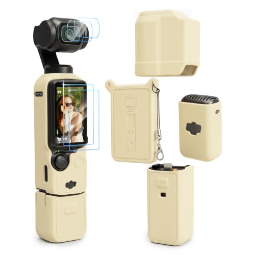 Funda DJI Osmo Pocket 3 de silicona premium antiarañazos con protectores ópticos de alta definición