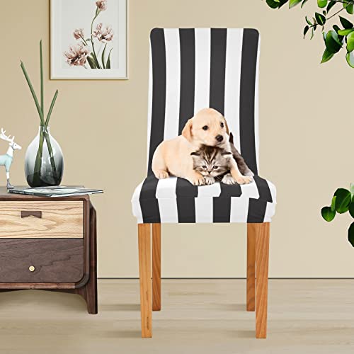 Xigua 2 Pack Dining Chair Covers Black And White Stripes Stretchable Table Seat Cover Chairs Slipcovers Protector For Hotel Restaurant Home Decor #TOP4