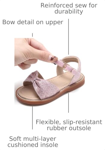 Image of Kolan Toddler Girl Sandals Open Toe Flat Princess Dress Shoes Little Kids