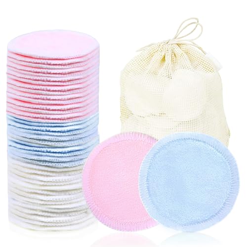 Image of Glamoreal 40 Pack Reusable Makeup Remover Pads, Washable Reusable Cotton Rounds Pads For Face, Makeup Remover Cloths For All Skin - (Velour, 3 Color)