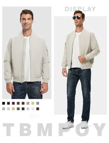 Image of TBMPOY Men's Windproof Bomber Jackets Lightweight Track Jackets Windbreaker Outdoor Golf Fashion Coat
