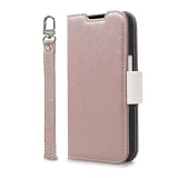 【Corallo】 iPhone 17e iPhone 16e 対応 ケース 手帳型 カード 収納 ストラップ スタンド 機能 付 スマホケース 人工 皮 革 デニム 携帯ケース 手帳型ケース [ iPhone17e iPhone16e アイフォン17e アイフォン16e 対応 ] NU シャンパンローズ×ホワイト