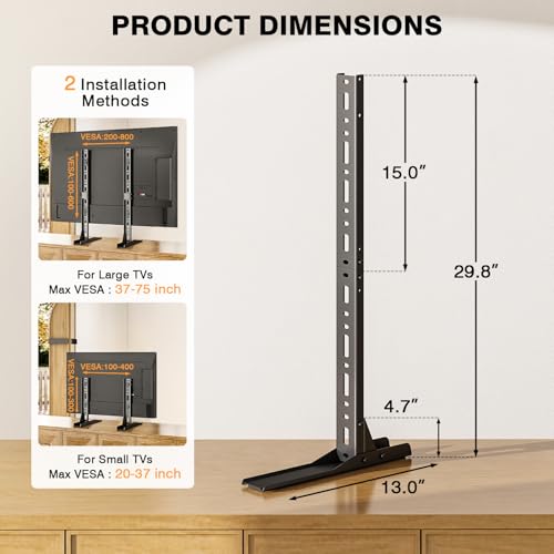 TAVR Universal Table Top TV Stand Mount, TV Legs for Most 20-75 Inch TVs, Replacement TV Feet with Great Load-Bearing Holds up to 110 lbs, TV Stands Base with Cable Management, Max VESA 800x600 mm by TAVR Furniture - Image 3