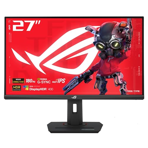 ASUS ROG Strix 27” QHD (2560×1440) HDR400 USB-C Gaming Monitor (XG27ACS), 180Hz,1ms, Fast IPS, 133% sRGB, Extreme Low Motion Blur Sync, G-Sync Compatible, DisplayWidget, Tripod Socket, 3 Year Warranty
