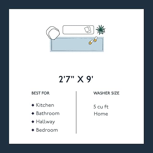 Miniatura 10 de Alfombra de pasillo lavable de 2'7"x9' de Revival Rugs, Shell, para pasillo y entrada - 100% reciclada, certificada Oeko-TEX, pelo mediano, verde