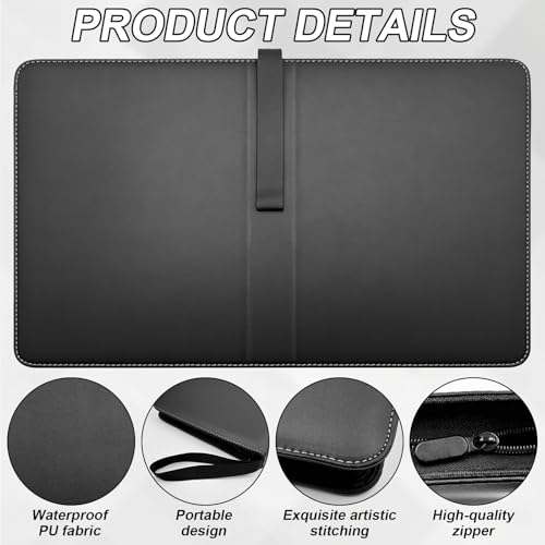 Druuzyl Toploader Sammelkarten Album 900 Karten Sammelalbum mit Reißverschluss 50 Seite 9 Fächer Toploader Binder, Sammelkarten Album Geschenk für Karten Sammler und Kinder Geburtstag (Schwarz)