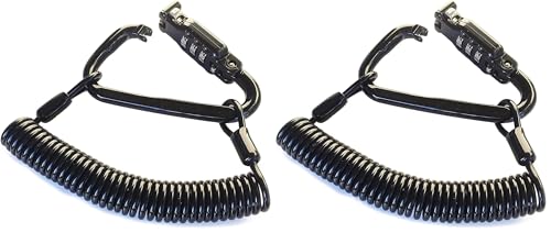 Image of Little World Motorcycle Helmet Lock & Cable, Heavy Duty Universal Combination Lock Cable Caribeaner Lock Motorcycle Security PIN Locking Chain for Bike Helmet, Jacket, Cabinets & Luggage (Pack of 2)