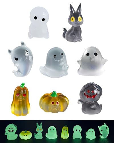 UYRVAPE 8pcs Ornamenti in Resina di Zucca Fantasma di Halloween, Rifornimenti del Fumetto della Zucca di Halloween, Adatti per Decorazioni di Zucca, Decorazioni per Telefoni Fai-da-Te E Altri Mestieri