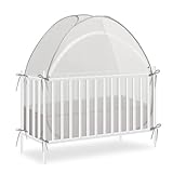 Akiky Large Pop Up Mosquito Net Crib Tent to Keep Baby from Climbing Out Baby Girl Netting Cover Canopy for Naps at Home&Traveling(Gray)