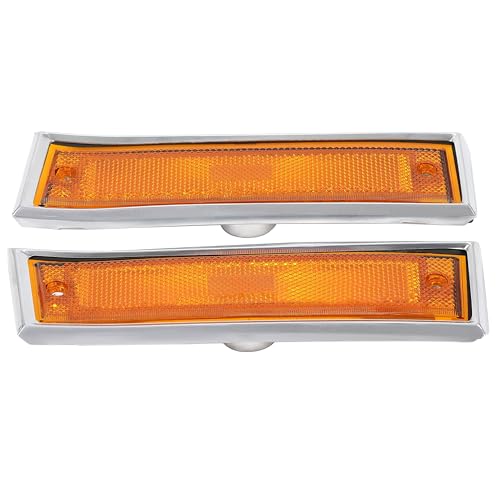HECASA Pair Side Marker Lights Compatible with 1981-1991 Chevrolet Chevy Blazer GMC Jimmy C/K R Pickup Replacement for GM2550115 GM2551107 Side Marker Lamps Chrome Bezel LH & RH Amber Lens by HECASA - Image 2