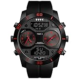 BURK 1355RD Men's Watches Quartz Wrist Watch Sport Men Digital Analog Display Waterproof Chrono Mili