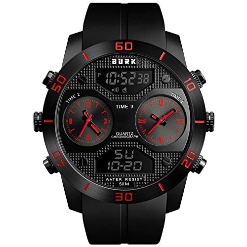 Burk 1355Rd Men's Watches Quartz Wrist Watch Sport Men Digital Analog Display Waterproof Chrono Military #TOP2